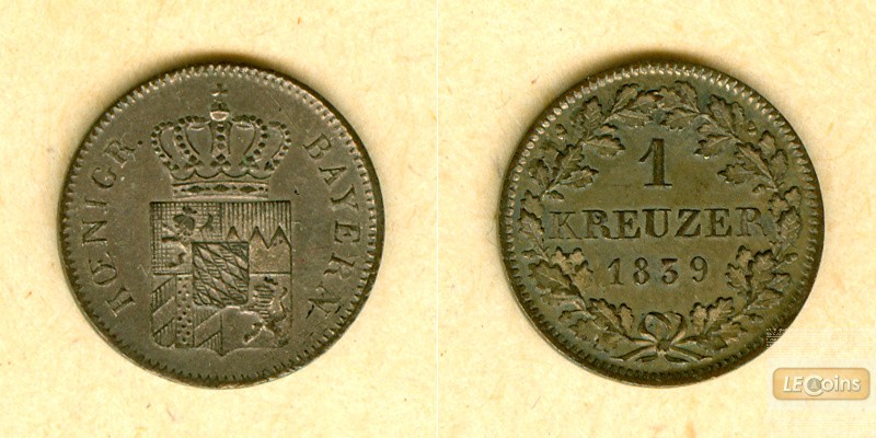 Bayern 1 Kreuzer 1839  vz-st