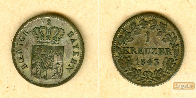 Bayern 1 Kreuzer 1843  ss-vz