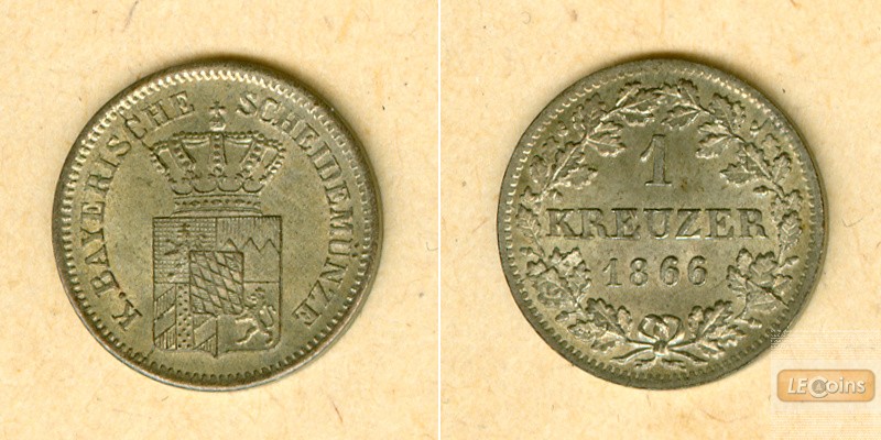 Bayern 1 Kreuzer 1866  f.st/st