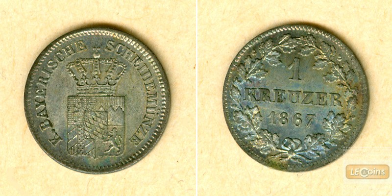 Bayern 1 Kreuzer 1867  f.st/st
