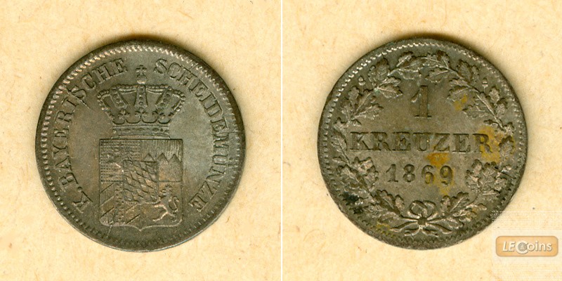 Bayern 1 Kreuzer 1869  vz-st