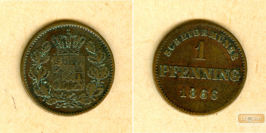 Bayern 1 Pfennig 1866  ss+