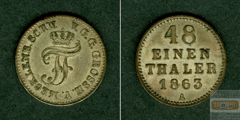 Mecklenburg Schwerin 1/48 Taler 1863 A  vz