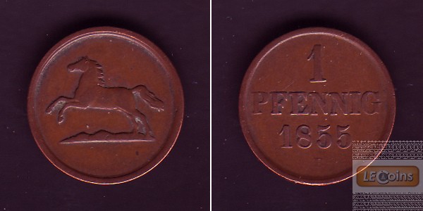 Braunschweig 1 Pfennig 1855 B  ss  selten!