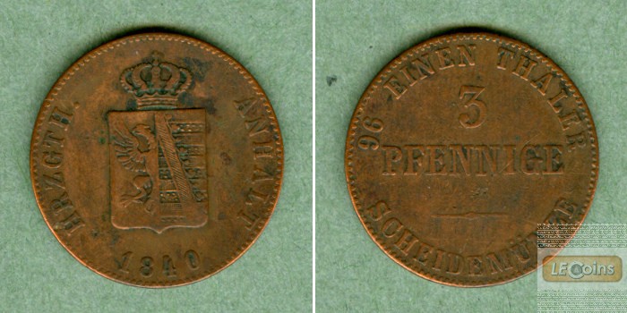 Anhalt 3 Pfennige 1840  ss