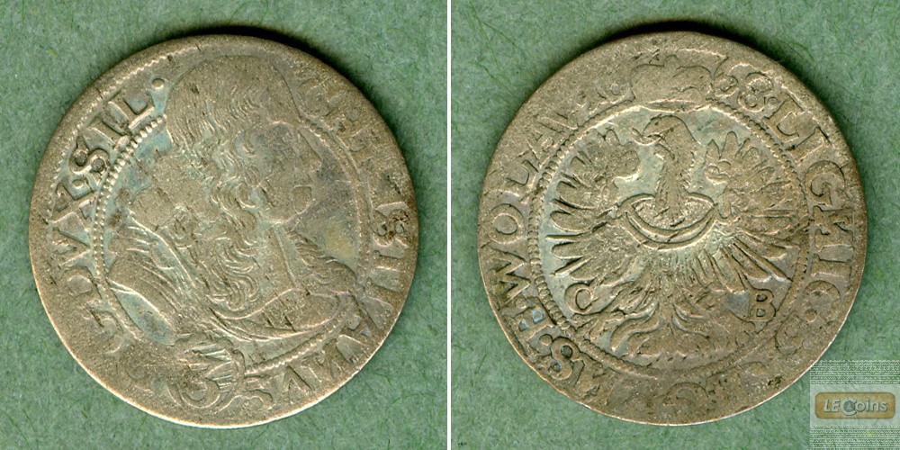 Schlesien Liegnitz Brieg 3 Kreuzer 1668  ss