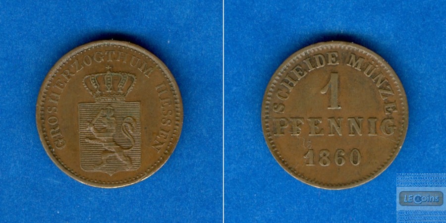 Hessen Darmstadt 1 Pfennig 1860  f.vz