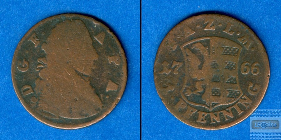 Anhalt Zerbst 1 Pfennig 1766  s/ss