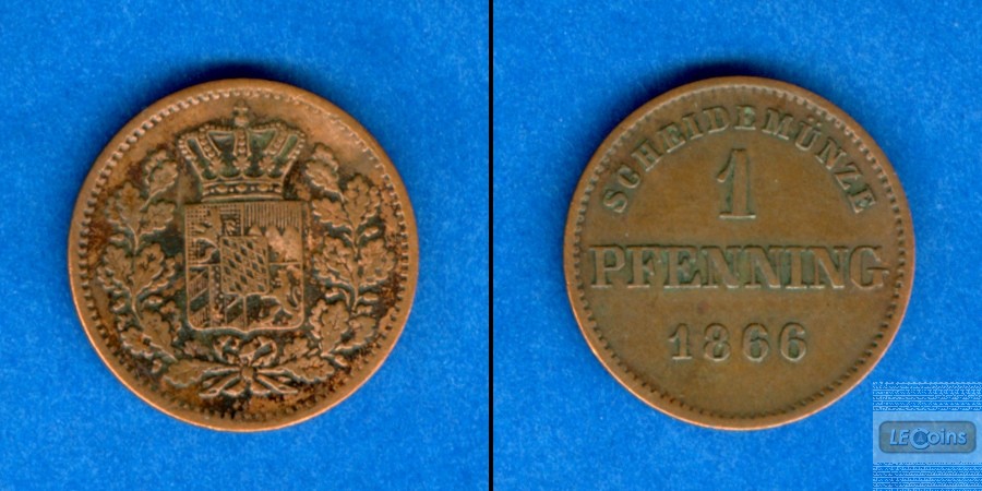 Bayern 1 Pfennig 1866  vz