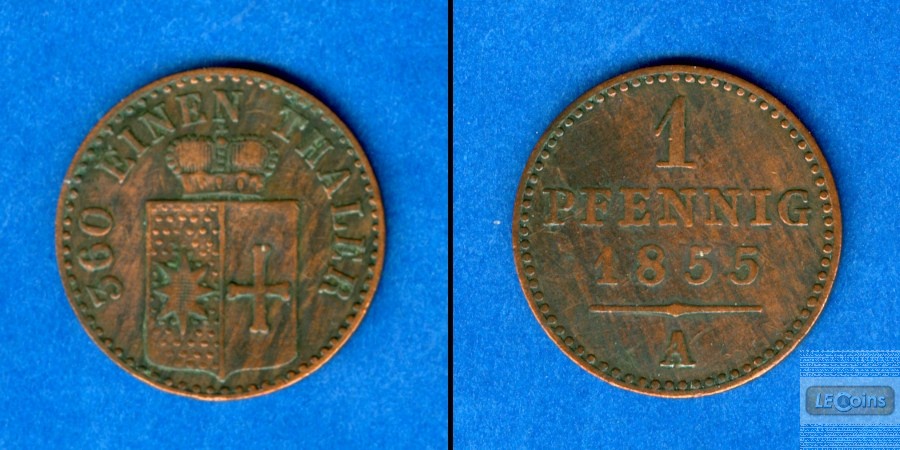 Waldeck Pyrmont 1 Pfennig 1855 A  ss+