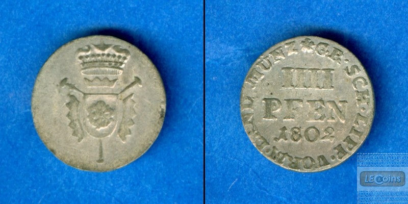 Schaumburg Lippe 4 Pfennige 1802  ss  selten
