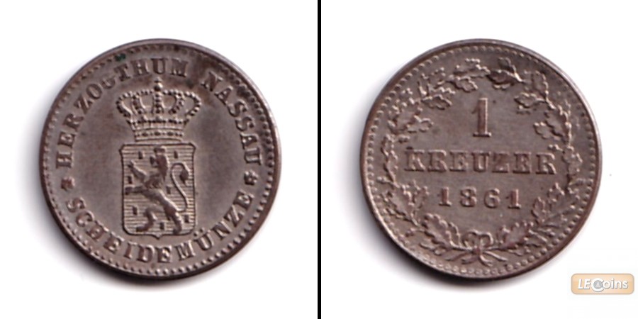 Nassau 1 Kreuzer 1861  vz-st