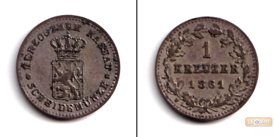 Nassau 1 Kreuzer 1861  f.vz