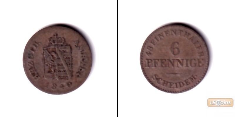 Anhalt 6 Pfennige 1840  ss  selten