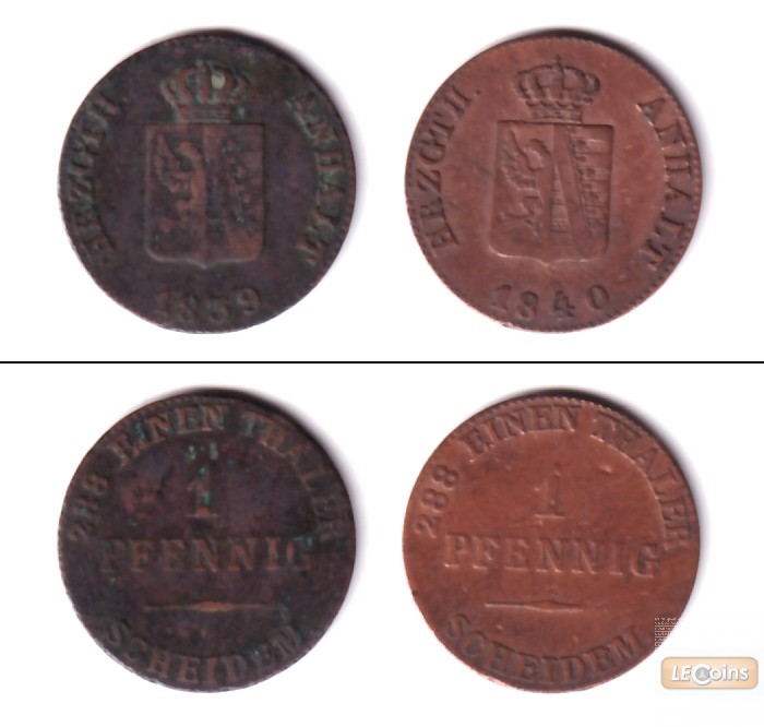Lot: Anhalt 2x 1 Pfennig  s-ss  [1839-1840]