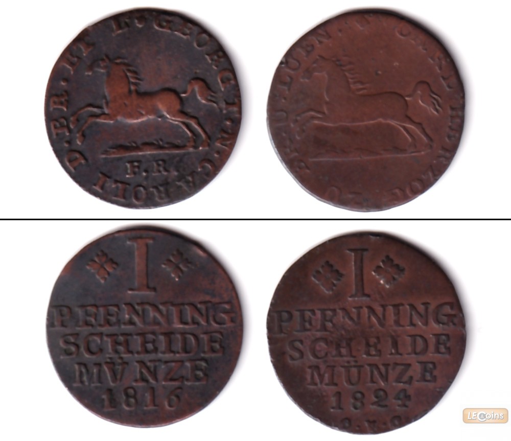 Lot: Braunschweig 2x 1 Pfennig  ss  [1816-1824]