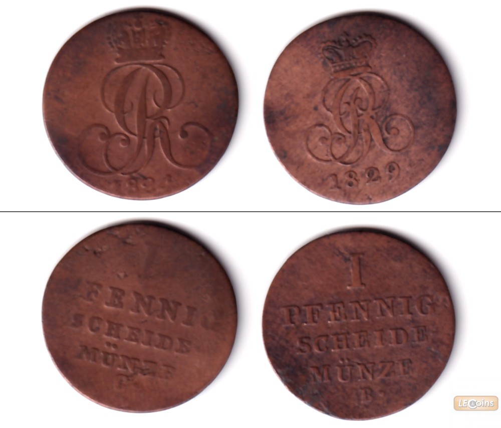 Lot: Hannover 2x 1 Pfennig  f.ss  [1824-1829]