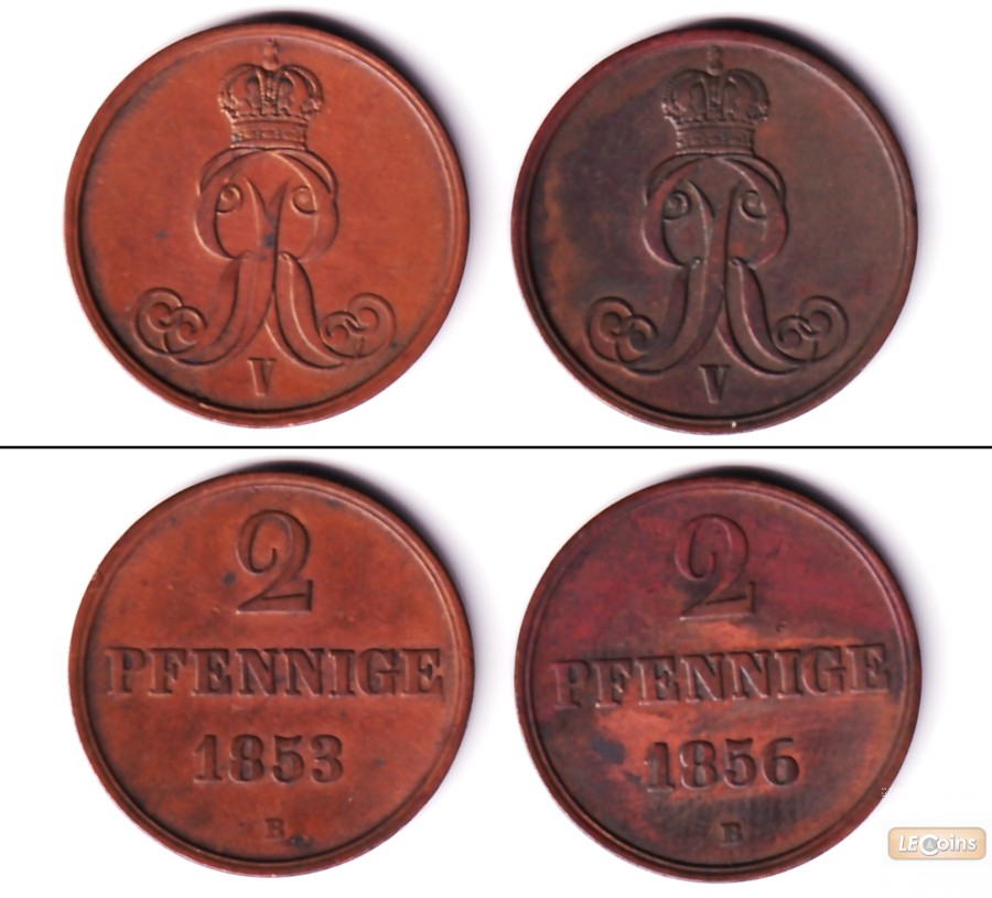 Lot: Hannover 2x 2 Pfennige  ss+  [1853-1856]