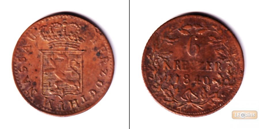 Nassau 6 Kreuzer 1840  ss+  Falschmünze