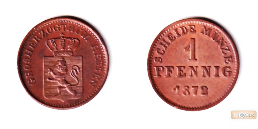 Hessen Darmstadt 1 Pfennig 1872  vz+