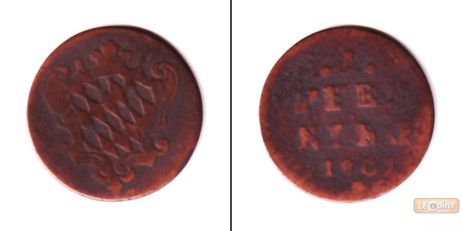Bayern 1 Pfennig 1801  s  selten