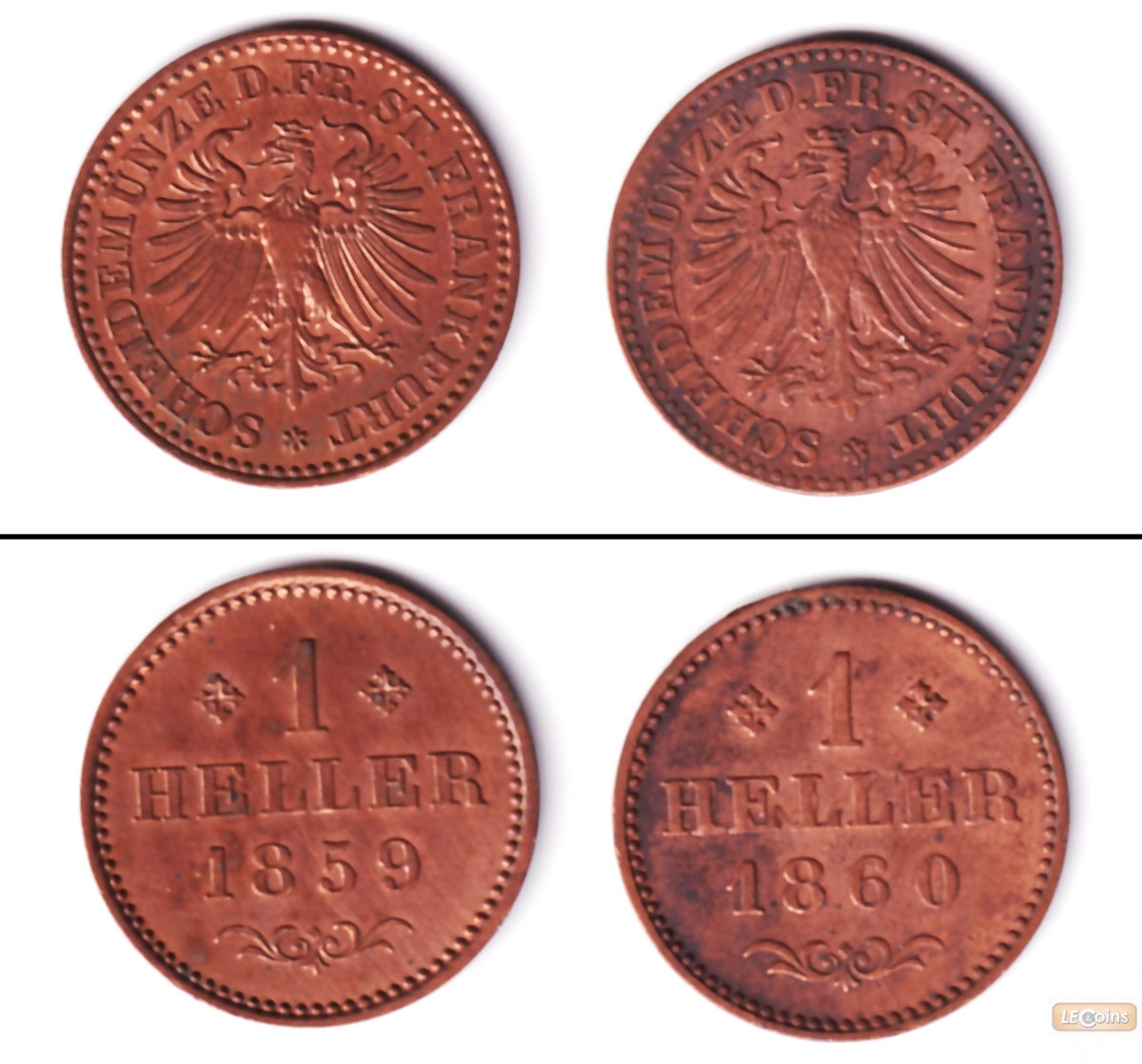 Lot: Frankfurt 2x 1 Heller  f.vz  [1859-1860]