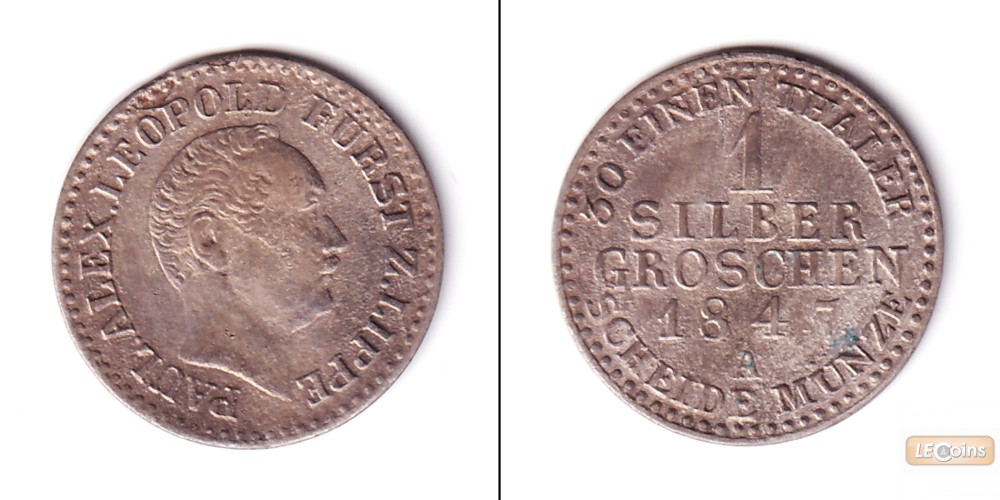 Lippe (Detmold) 1 Groschen 1847  ss  selten