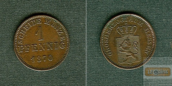 Hessen Darmstadt 1 Pfennig 1870  vz-st