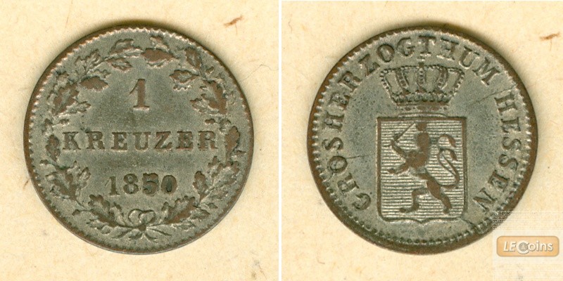 Hessen Darmstadt 1 Kreuzer 1850  ss-vz
