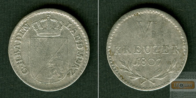 Baden 6 Kreuzer 1807  s