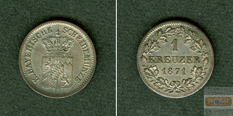 Bayern 1 Kreuzer 1871  vz-st