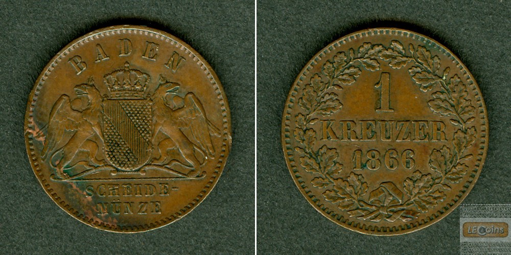 Baden 1 Kreuzer 1866  f.vz
