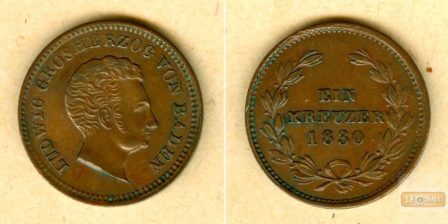 Baden 1 Kreuzer 1830  f.vz