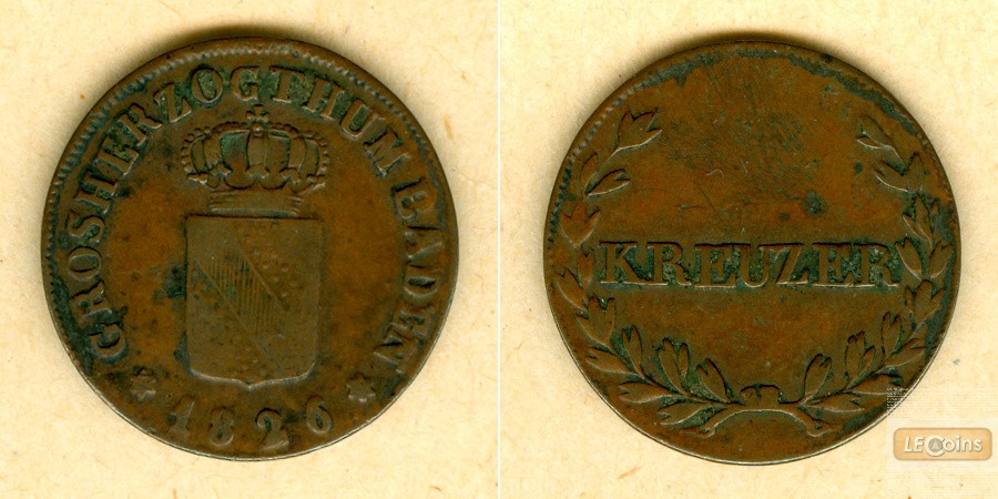 Baden 1/2 Kreuzer 1826  s-ss