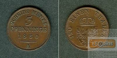 Preussen 3 Pfenninge 1860 A  vz+