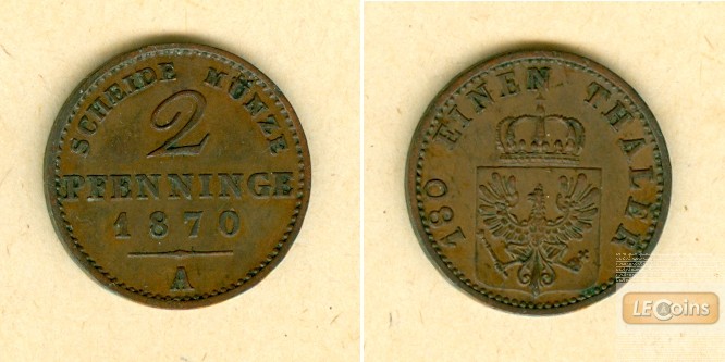 Preussen 2 Pfennige 1870 A  vz
