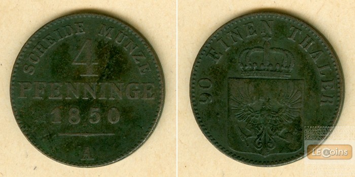 Preussen 4 Pfenninge 1850 A  f.ss  selten