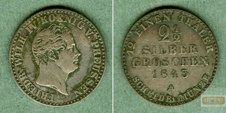 Preussen 2 1/2 Silber Groschen 1843 A  ss