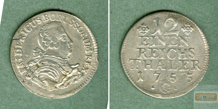 Preussen 1/12 Taler 1755 C  f.vz  selten