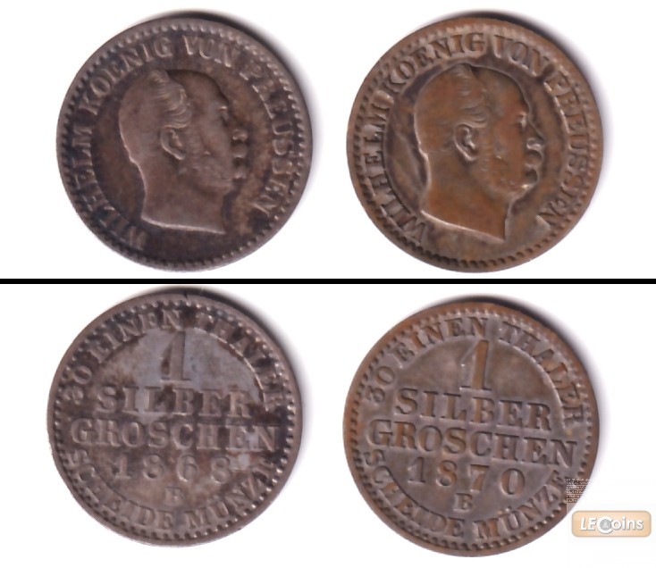 Lot: Preussen 2x 1 Silber Groschen  B  ss+  [1868-1870]