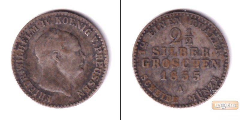 Preussen 2 1/2 Silber Groschen 1855 A  ss