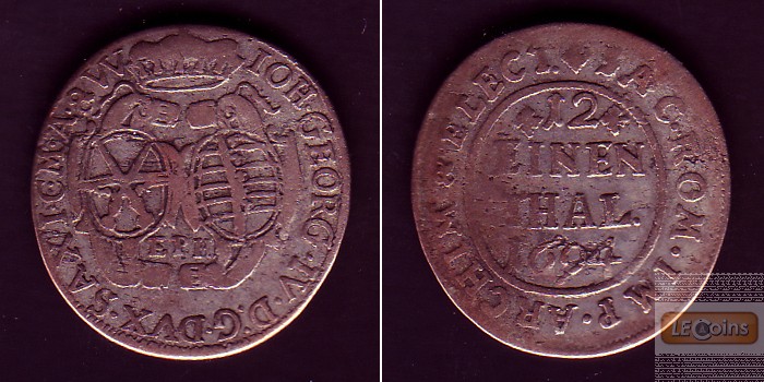 Sachsen 1/12 Taler (Doppel-Groschen) 1694 EPH  ss