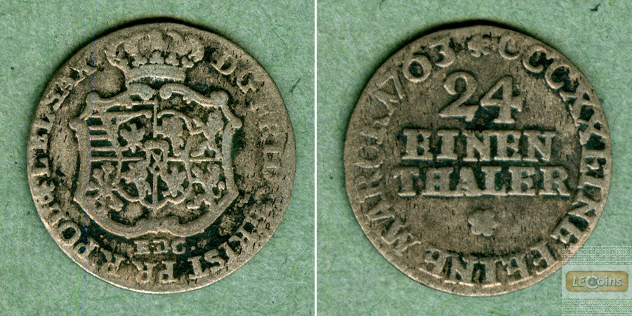 Sachsen 1/24 Taler (Groschen) 1763 EDC  f.ss
