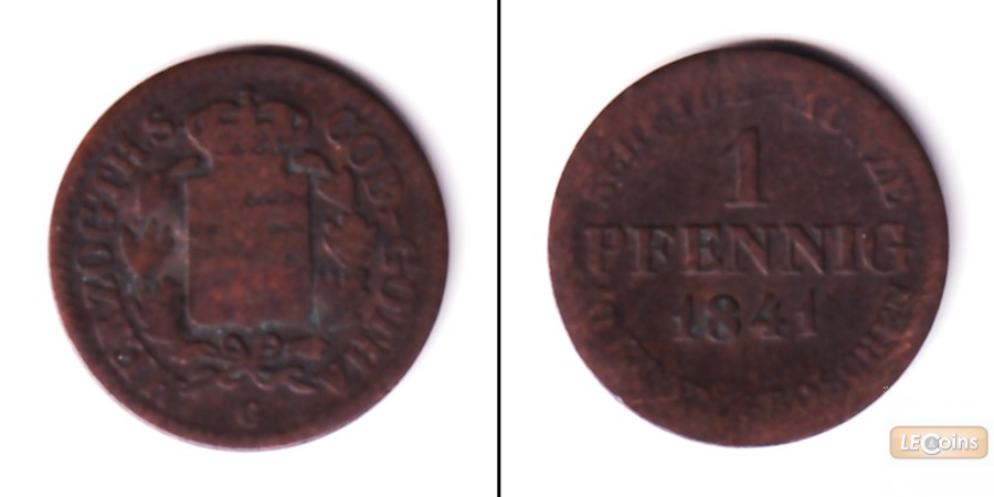 Sachsen Coburg und Gotha 1 Pfennig 1841 G  s-ss  selten