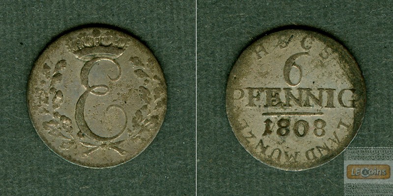 Sachsen Coburg Saalfeld 6 Pfennig 1808  f.ss  selten