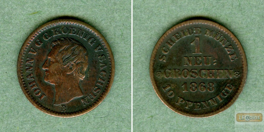 Sachsen 1 Neugroschen (10 Pfennige) 1868 B  vz
