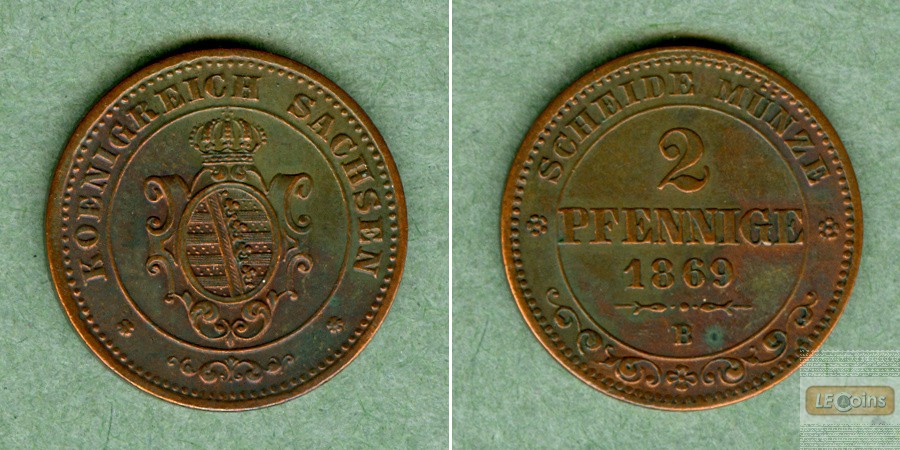 Sachsen 2 Pfennige 1869 B  vz