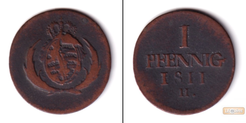 Sachsen 1 Pfennig 1811 H  f.ss  selten
