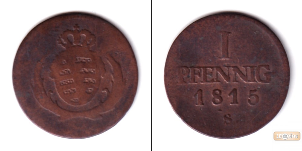 Sachsen 1 Pfennig 1815 S  s-ss  selten!
