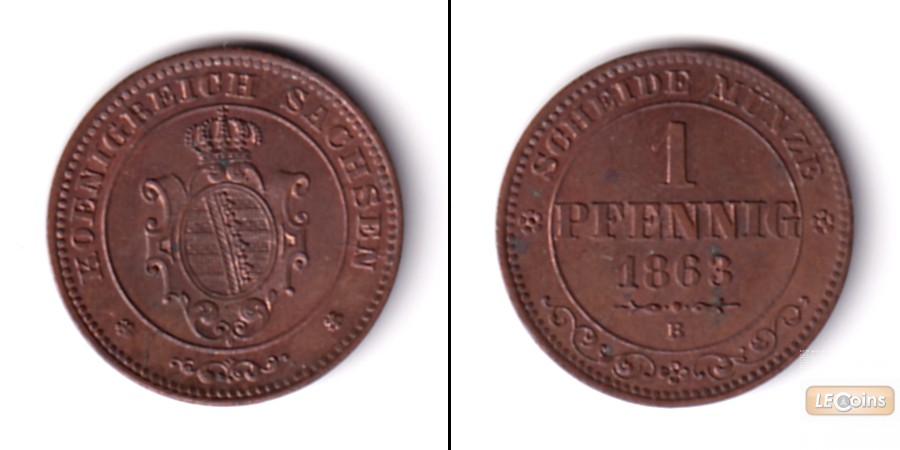 Sachsen 1 Pfennig 1863 B  f.st